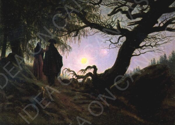 Un uomo e una donna davanti alla luna - Caspar David Friedrich