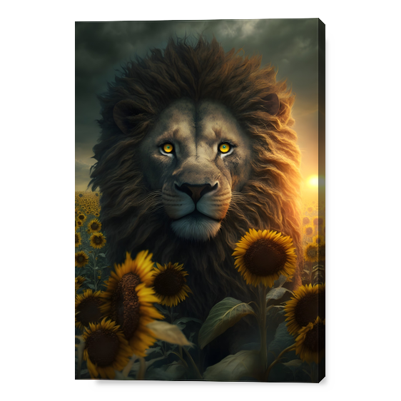 Cover Sun Lion - L'Immagine di un Leone tra i Girasoli