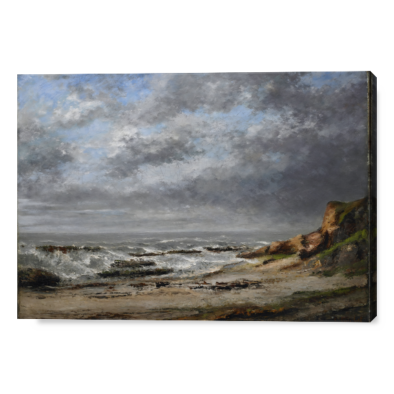 Vista di un mare agitato vicino a una scogliera - Gustave Courbet